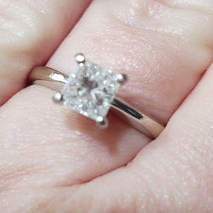 Princess Real Certified Diamond Engagement Ring